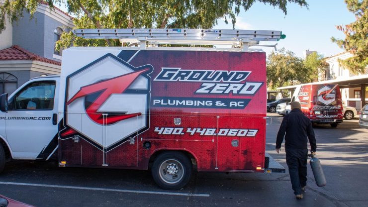 Plumbing Truck at Job Site in Arizona