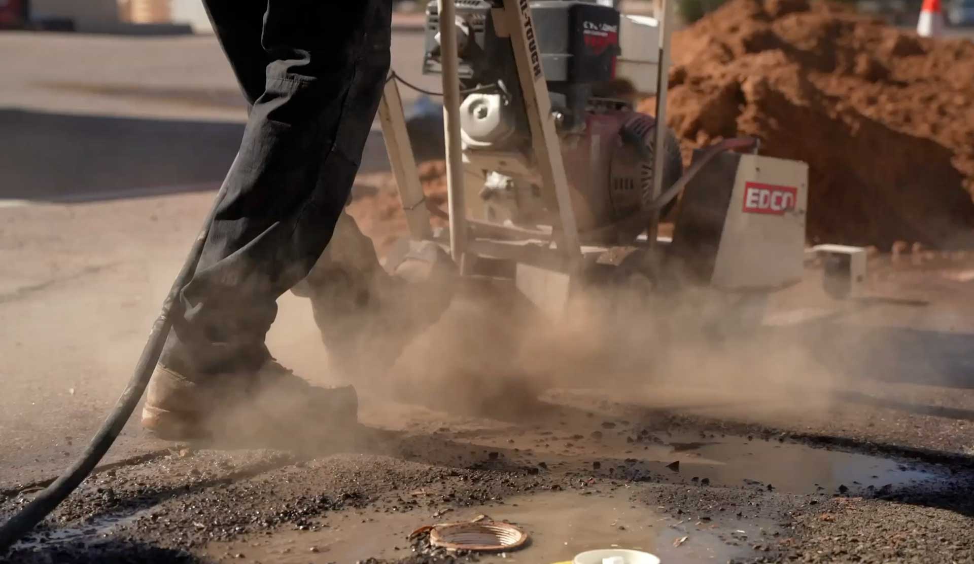 cutting asphalt